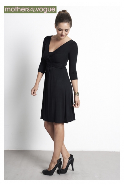 Платье Mothers en Vogue "Wrap Dress", рукав 3/4, цвет черный