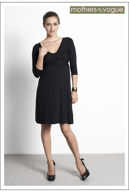 Платье Mothers en Vogue "Wrap Dress", рукав 3/4, цвет черный