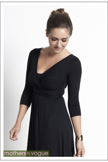 Платье Mothers en Vogue "Wrap Dress", рукав 3/4, цвет черный