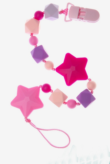 Силиконовый держатель на клипсе Звездопад, розовый