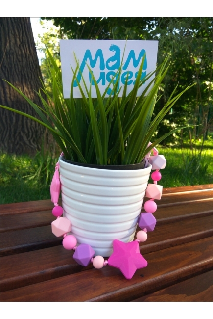 Силиконовый держатель на клипсе Звездопад, розовый