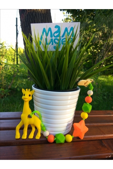 Силиконовый держатель с прорезывателем Сафари, желтый