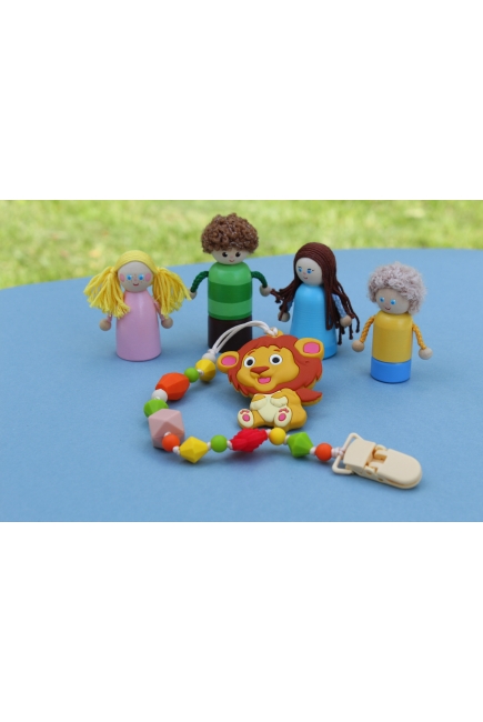 Силиконовый прорезыватель с держателем Лев