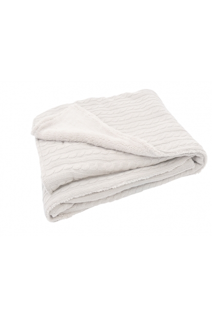 Вязаный плед с мехом для новорожденных (косичка) Jollein, "белый", большой