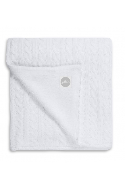 Вязаный плед с мехом для новорожденных (косичка) Jollein, "белый", большой