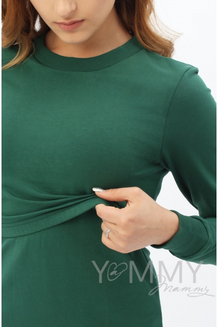 Платье-футляр для кормящих и беременных, малахит