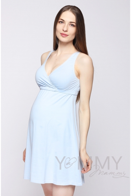 Комплект халат с сорочкой голубой