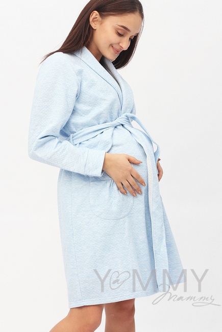Комплект халат с сорочкой голубой
