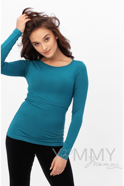 Лонгслив для беременных и кормящих, изумрудный