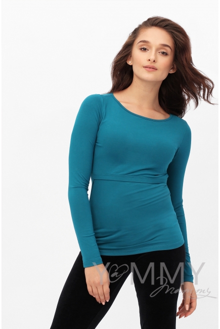 Лонгслив для беременных и кормящих, изумрудный