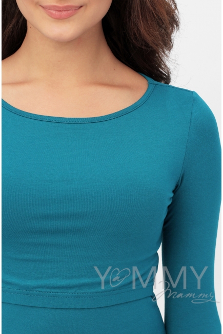 Лонгслив для беременных и кормящих, изумрудный