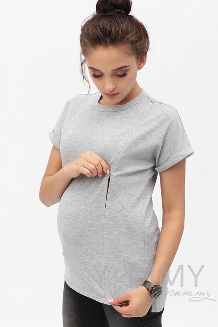 Футболка для кормящих и беременных, цвет серый меланж