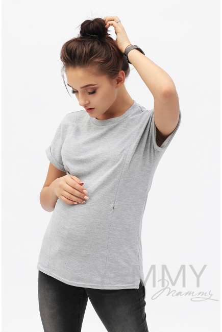 Футболка для кормящих и беременных, цвет серый меланж