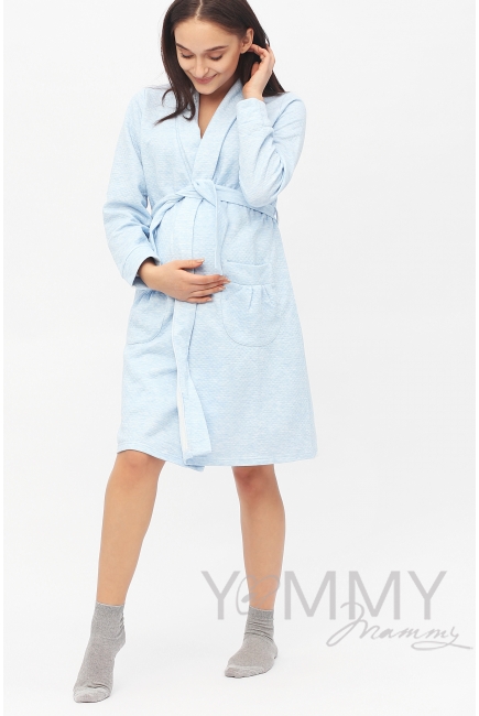 Комплект халат с сорочкой голубой
