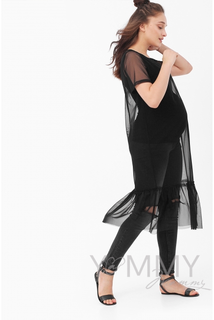 Платье-сетка для беременных и кормящих, цвет чёрный