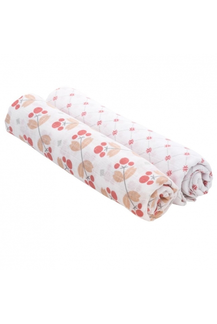 Пеленки муслиновые для новорожденных Bébé au Lait большие набор 2, Dewberry/Lattice Пеленки муслиновые для новорожденных Bébé au Lait большие набор 2, Dewberry/Lattice