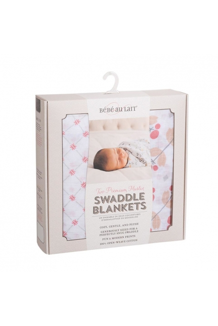 Пеленки муслиновые для новорожденных Bébé au Lait большие набор 2, Dewberry/Lattice Пеленки муслиновые для новорожденных Bébé au Lait большие набор 2, Dewberry/Lattice