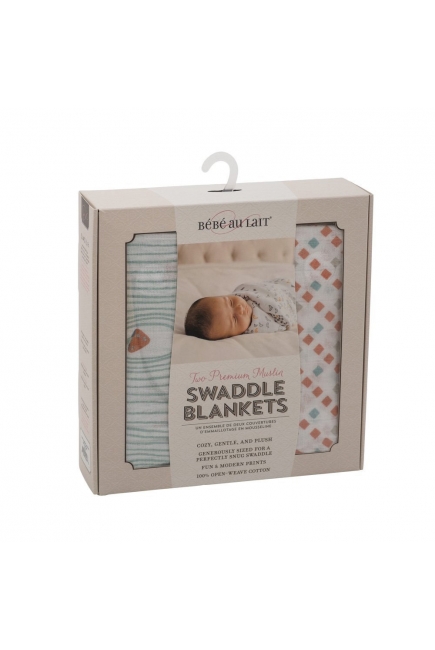 Муслиновые пеленки для новорожденного Bébé au Lait большие, Owl/Tinsley Муслиновые пеленки для новорожденного Bébé au Lait большие, Owl/Tinsley