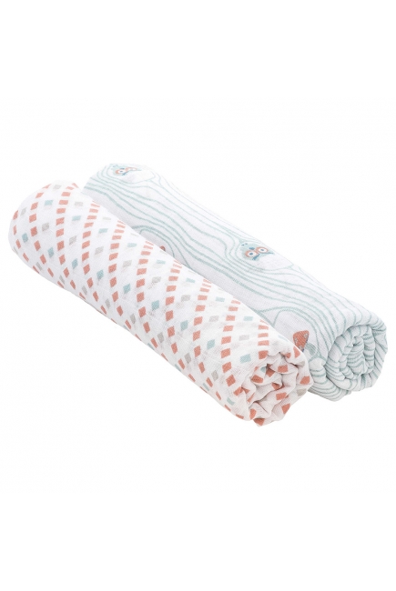 Муслиновые пеленки для новорожденного Bébé au Lait большие, Owl/Tinsley Муслиновые пеленки для новорожденного Bébé au Lait большие, Owl/Tinsley