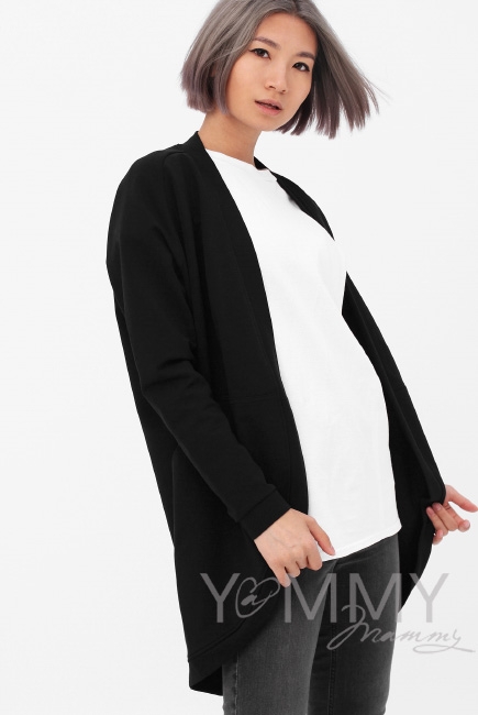 Кардиган для кормящих и беременных с карманами, цвет черный