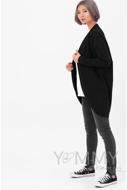 Кардиган для кормящих и беременных с карманами, цвет черный