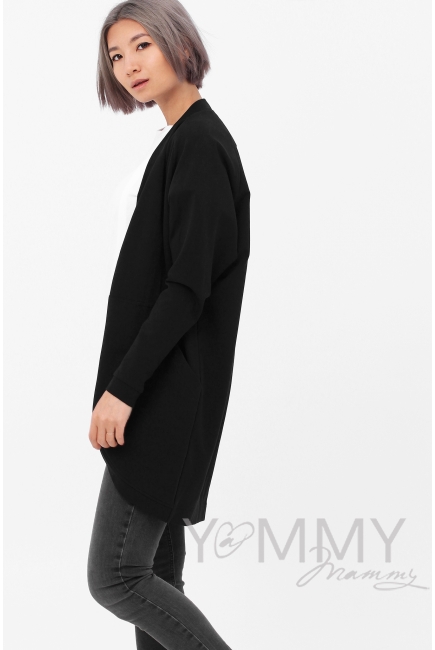 Кардиган для кормящих и беременных с карманами, цвет черный