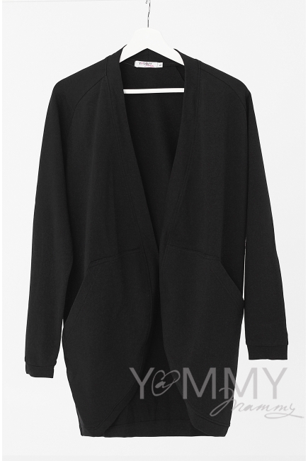 Кардиган для кормящих и беременных с карманами, цвет черный