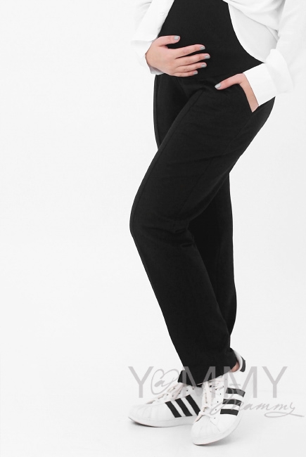 Брюки для беременных с вставкой на живот, черные - купить брюки длябеременных, выгодная цена в Москве – интернет-магазин Ellevill.org