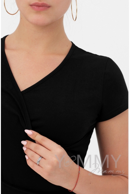 Футболка кимоно для беременных и кормящих, черная