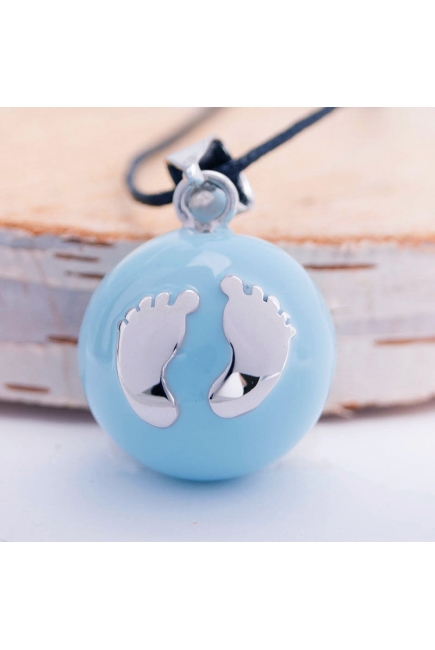 Кулон для беременных колокольчик бола, голубой с серебрянными ножками