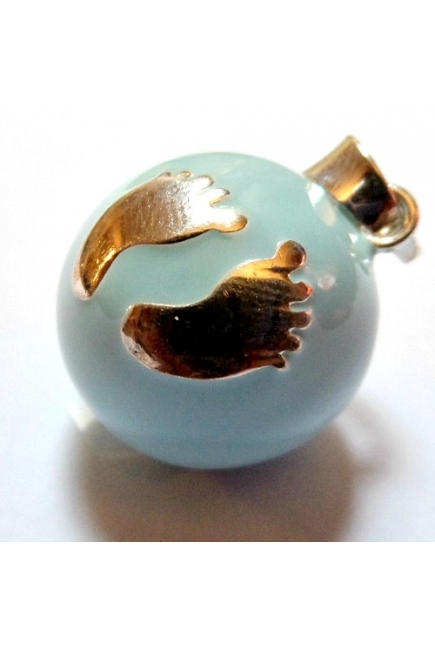 Кулон для беременных колокольчик бола, голубой с серебрянными ножками