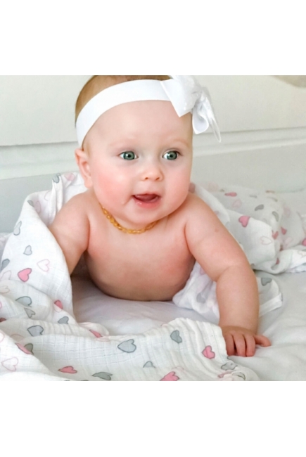 Муслиновая пеленка для новорожденных Adam Stork большая, Pink Hearts Муслиновая пеленка для новорожденных Adam Stork большая, Pink Hearts