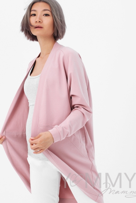 Кардиган для беременных и кормящих с карманами, розовый