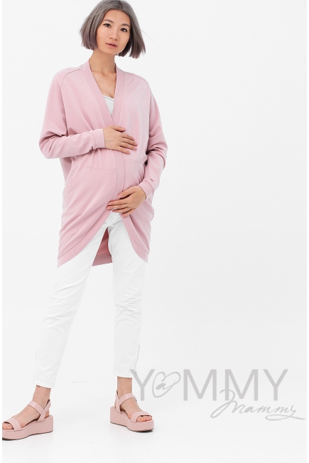 Кардиган для беременных и кормящих с карманами, розовый