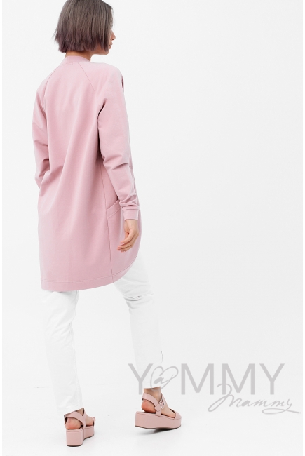 Кардиган для беременных и кормящих с карманами, розовый