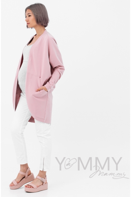 Кардиган для беременных и кормящих с карманами, розовый