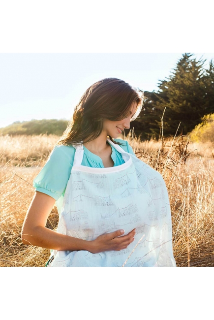 Накидка для кормления муслиновая Bebe Au Lait, Carousel Blue Накидка для кормления муслиновая Bebe Au Lait, Carousel Blue