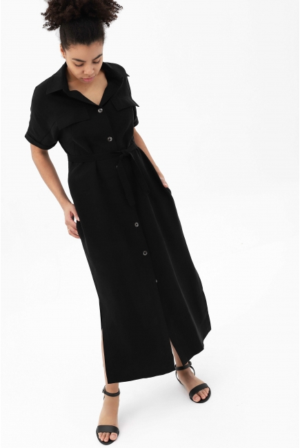 Платье-рубашка для беременных и кормящих, цвет черный