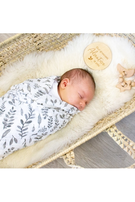 Муслиновые пеленки для новорожденного Bébé au Lait большие, Just Be/Leaves Муслиновые пеленки для новорожденного Bébé au Lait большие, Just Be/Leaves