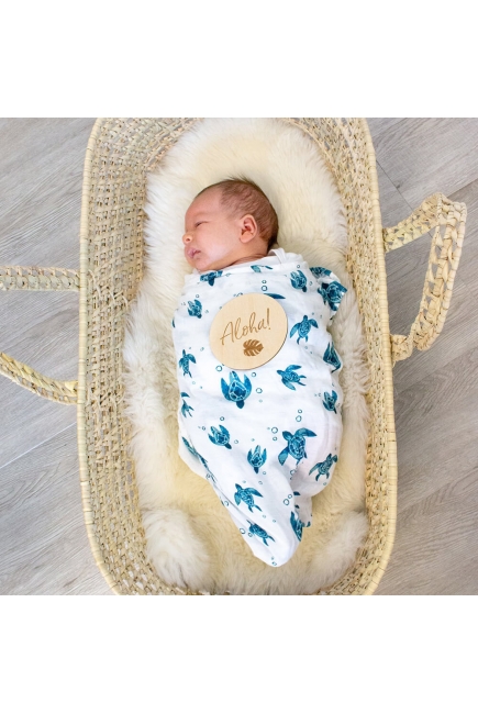 Бамбуковые пеленки для новорожденных Bebe Au Lait, набор 2, Surf/Sea Turtles Бамбуковые пеленки для новорожденных Bebe Au Lait, набор 2, Surf/Sea Turtles