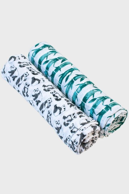 Муслиновые пеленки для новорожденного Bébé au Lait большие, Pandas/Bamboo Муслиновые пеленки для новорожденного Bébé au Lait большие, Pandas/Bamboo