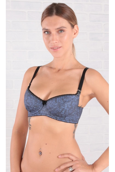 Бюстгальтер для кормления и беременных Viola, фантазия синий