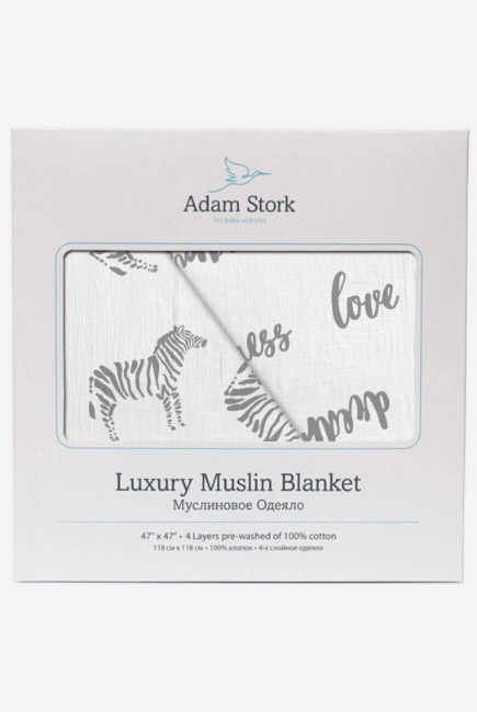 Муслиновое одеяло Adam Stork, Zebra/Happiness Муслиновое одеяло Adam Stork, Zebra/Happiness