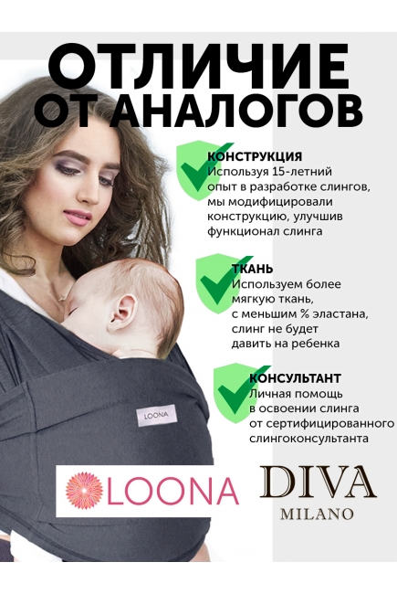 Слинг без намотки с рождения Loona, Grafite Слинг без намотки с рождения Loona, Grafite