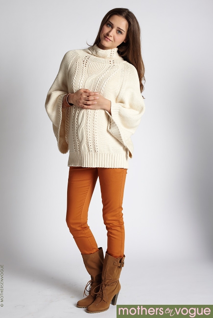 Свитер для кормящих Cable-Knit Poncho, магнолия