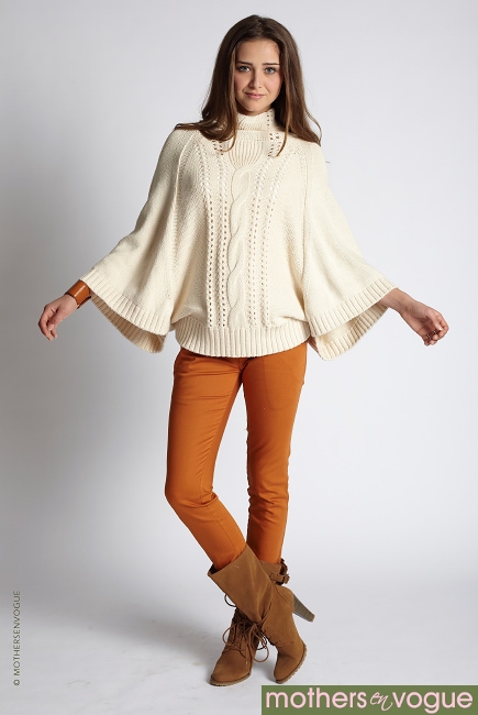 Свитер для кормящих Cable-Knit Poncho, магнолия