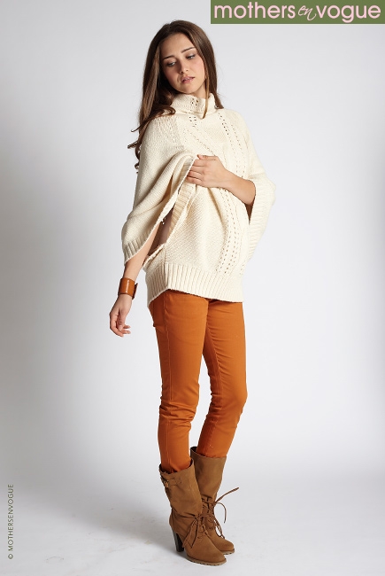 Свитер для кормящих Cable-Knit Poncho, магнолия