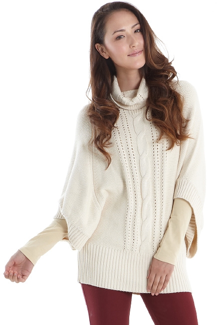 Свитер для кормящих Cable-Knit Poncho, магнолия