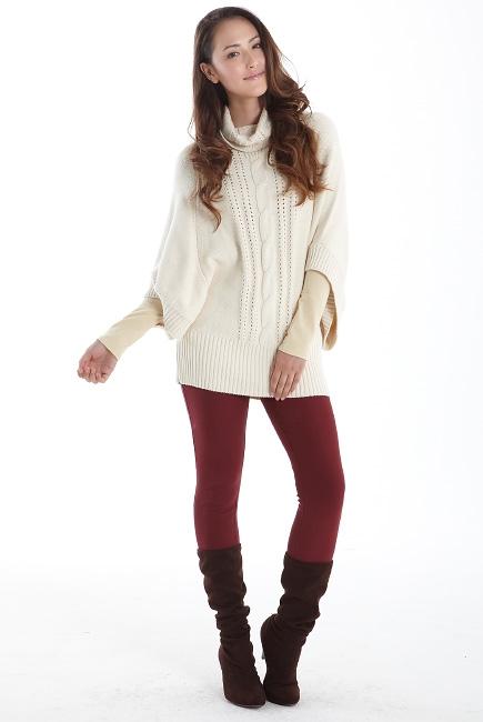 Свитер для кормящих Cable-Knit Poncho, магнолия