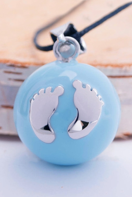 Кулон для беременных колокольчик бола, голубой с серебрянными ножками